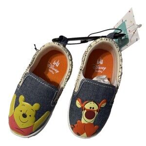 Disney Baby Winnie the Pooh & Tigger Shoes Toddler 6 Slip-On Canvas Sneakers New